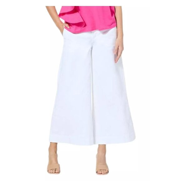 C Wonder Christian Siriano Denim Wide Leg Cropped Jean Size 14 White Minimalist - Picture 1 of 6